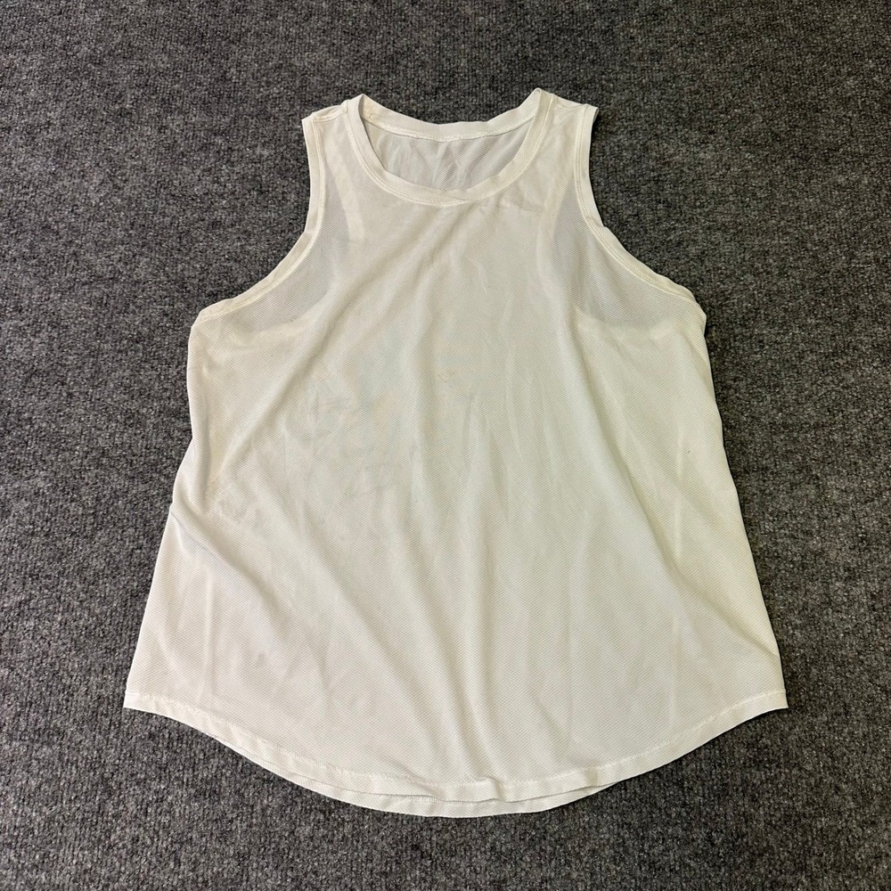 Lululemon Tank Top Womens Size 6 White Mesh Racerback Breathable Athletic Gym